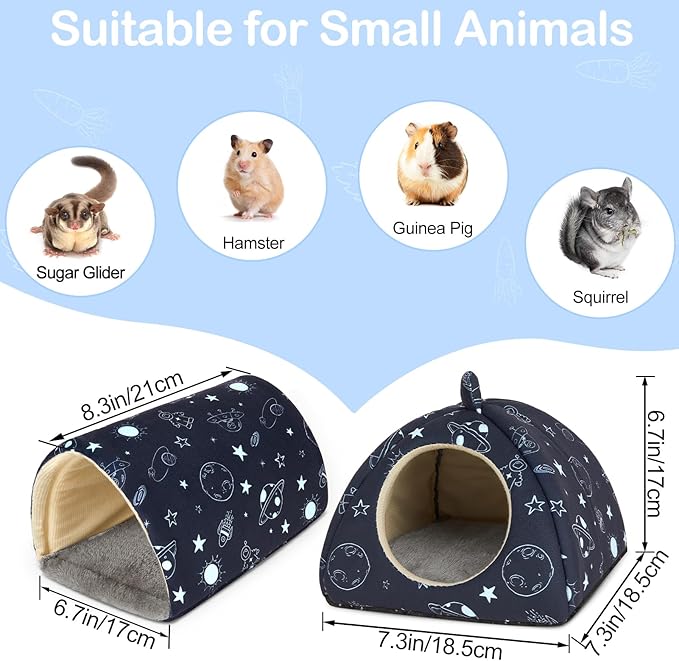 Bienbee Guinea Pig Hideout, Washable Guinea Pig Tunnel Set, 2 Pack Guinea Pigs Toys Guinea Pigs Cage Accessories for Small Animal Mouse Hamster Hedgehogs Rats,Navy Blue Universe