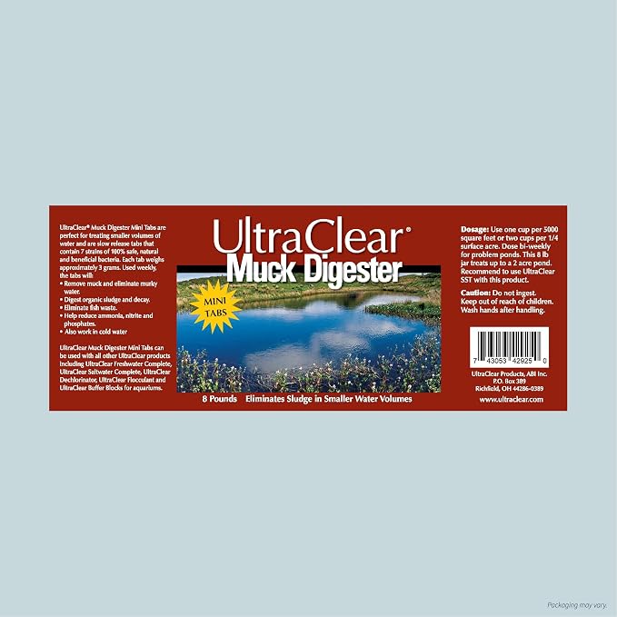 Muck Digester Beneficial Bacteria Enzyme Mini Tablets for Large Pond & Lake Muck, Sludge, Sediment & Odor Removal – Shoreline & Farm Pond Treatment (8lb / 1200 Tabs) - Pet & Wildlife Safe