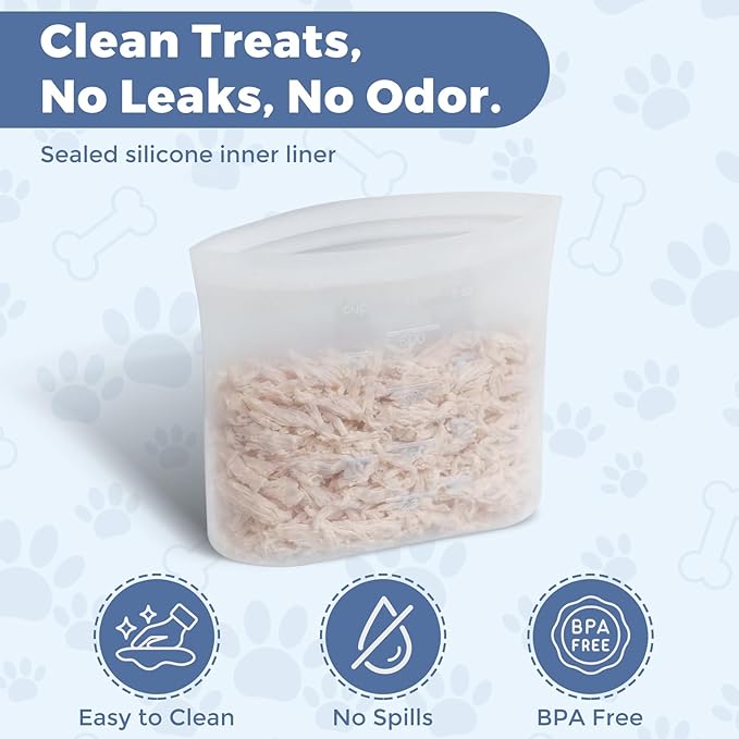 Dog Treat Pouch for Pet Training, One-Hand Magnetic Closure, Hands-Free Treat Bag with Silicone Liner, No Mess No Smell