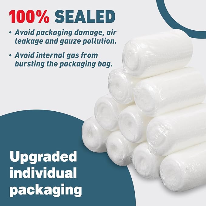 AZEN 40 Pack Gauze Rolls Bandages, 2 in x 4.1 Yards, Premium Medical Supplies & First Aid Supplies, Bandage Wrap Vet Wrap, Mummy Wraps