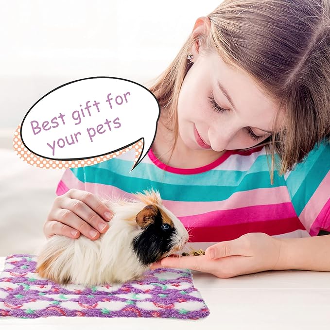 Jetec 3 Pcs Bunny Guinea Pig Beds Soft Bunny Mats Warm Guinea Pig Mat Small Animal Bed Pads Fleece Sleeping Pads for Indoor Rabbit Hamster Squirrel Hedgehog Chinchilla(Fleece,Moon,Colorful)