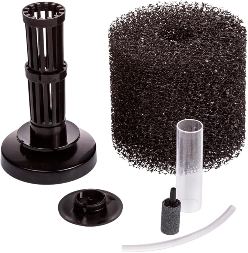 UNEAK Small Aquarium Sponge Filter Fish Tank Silent Filteration Breeding Fry Betta Shrimp Nano Tank Accessories Air Stone 4-inch Airline Tubing up to 10 Gallon