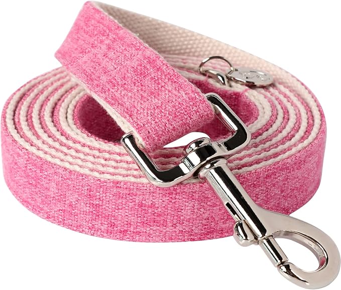 DOGWONG Cotton Hemp Dog Collar, Heavy-Duty Pink Collar for Small to Large Dogs