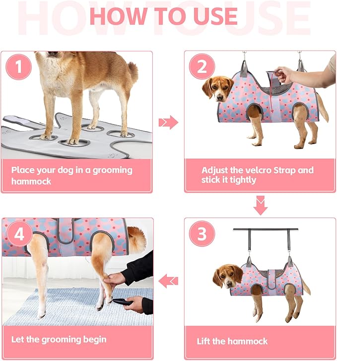 ATESON Dog Grooming Hammock for Small Dogs & Cats, Dog Grooming Harness for Nail Trimming, Pet Grooming Sling Helper with Nail Clippers/Nail Trimmers