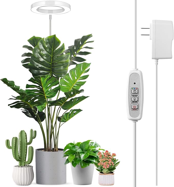 LORDEM Full Spectrum LED Grow Light, 72 LEDs, 4 Brightness Settings, Auto On/Off Timer, Height Adjustable, Ideal for Indoor Plants | 72 LEDs, Timer 4/8/12H, 4 Dimmable Levels, Height Adjustable 65 inch, Ideal for Tall Houseplants