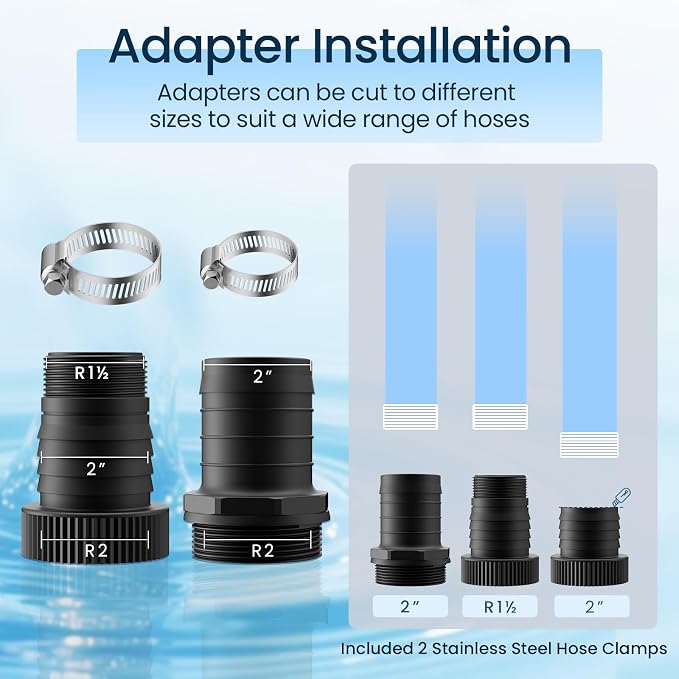520W 8000 GPH Pond Pump, Commercial Grade High Flow Submersible Water Pump for Large Ponds, Pools & Waterfalls, Continuous Duty, Submersible & Inline Installation, Includes Filter Bag