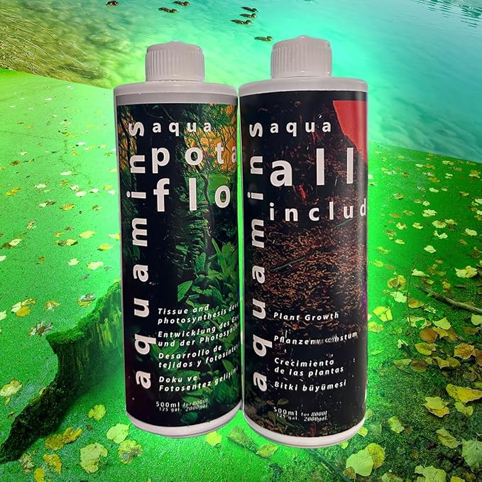 Aquarium Plant Care Bundle – Aqua Potasflow + Aqua Plants All Included (2 x 250ml / 8.45 fl oz) – Complete Liquid Fertilizer & Potassium Support for Lush Aquatic Plant Growth