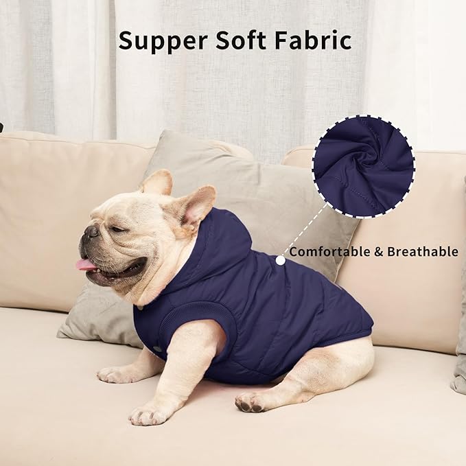 Vecomfy Fleece Lining Extra Warm Dog Hoodie in Winter for Large Dogs Jacket Pet Coats with Hooded,Blue XL