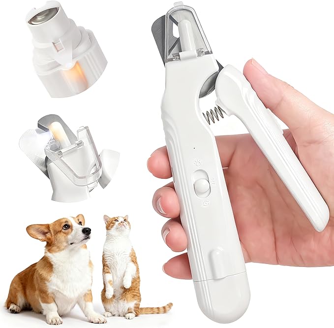 2-in-1 Dog Nail Clippers & Grinder with LED Light, Quiet Electric Pet Nail Trimmer for Large Medium Small Dogs Cats, Rechargeable Safety Guard for Black Nails, Painless Grooming Kit