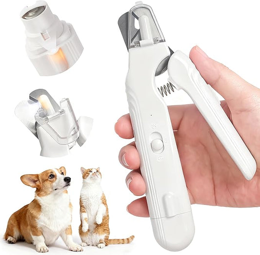 2-in-1 Dog Nail Clippers & Grinder with LED Light, Quiet Electric Pet Nail Trimmer for Large Medium Small Dogs Cats, Rechargeable Safety Guard for Black Nails, Painless Grooming Kit