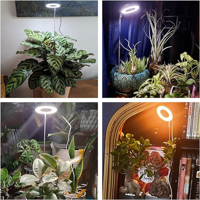 Aokrean Grow Lights for Indoor Plants, 48 LEDs Full Spectrum Plant Light for Indoor Plants, Height Adjustable Growing Lamp with Base, 3 Optional Spectrums, Auto Timer 3/9/12Hrs, 10 Brightness, 2 Pack