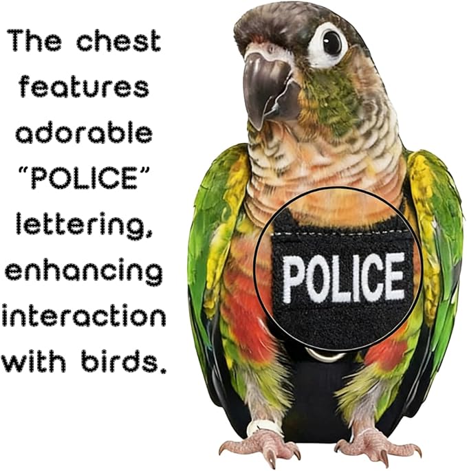 Bird Diaper Flight Suit, Cute Cosplay Parrot Clothes, Easy-to-Wear Washable Nappy, Durable Metal Ring Harness for Cockatiel, Conure, African Grey, Parakeet Outdoor Flying (Without Leash,M)