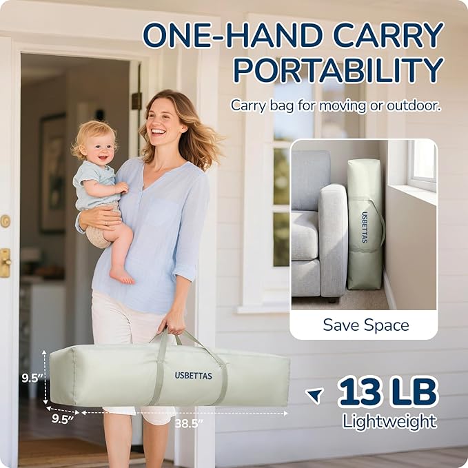 Foldable Baby Playpen, 1-Minute Setup, Lightweight Portable Playpen with Carry Bag, 59"x71" Indoor Outdoor Safty Play Yard for Babies & Toddlers, Beige