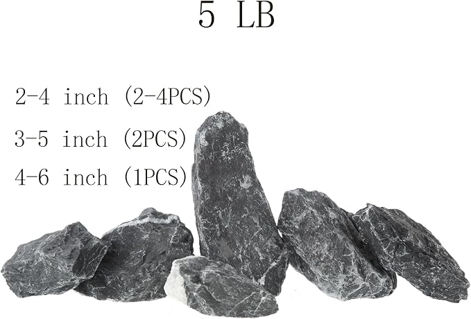 Seiryu Stone, Aquarium Rocks for Fish Tank Rocks, Pre-Cleaned pH Neutral 5lb（2 to 6 inch）
