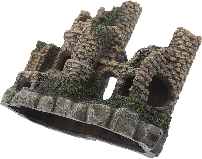 Resin Aquarium Castle Ornament for Fish Tank Hideout Realistic | Breeding Cave Shelter, Home Aquarium Decor and Room Ambiance, Decorative Piece for Reptiles and Fish