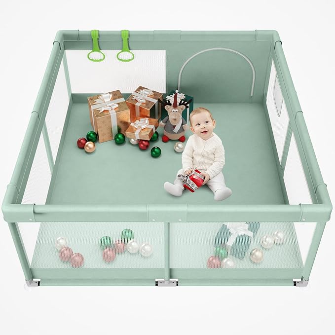 Fodoss Playpen for Babies and Toddlers, Green Playpen for Apartment, Kids Play Pen, Extra Large Baby Play Pen, Big Playard for Infants