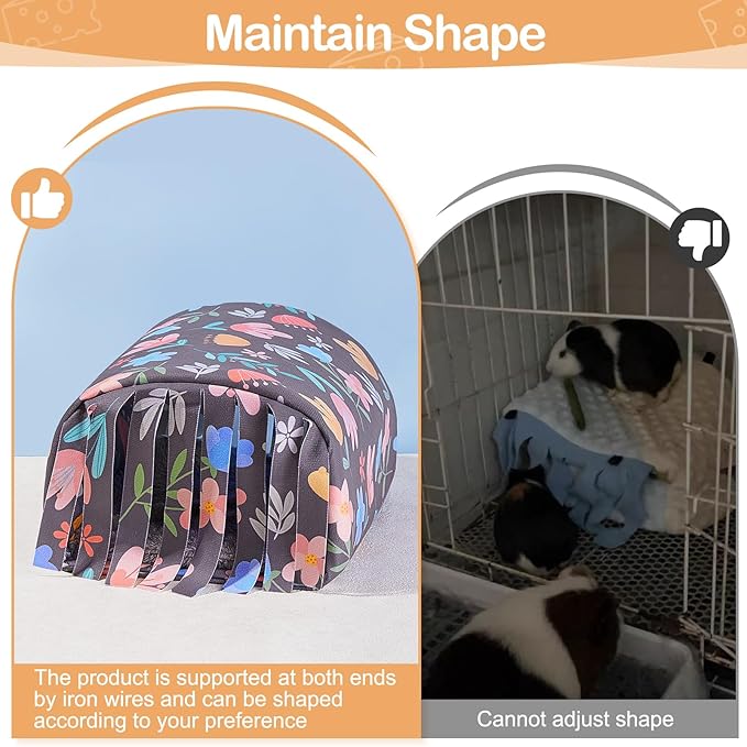 Guinea Pig Hideout Washable Guinea Pigs Tunnel with Curtains Hamster Hideout Cozy Guinea Piggy House Fit for Guinea Pig Cages Soft Guinea Pigs Accessories for Small Animals Hamster/Chinchilla/Bunny