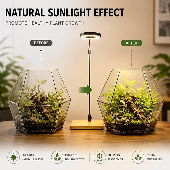 Aquarium Light Full Spectrum LED10W Light with Timer Auto On/Off | Betta Fish Tank Light,Nano Terrarium Fish Tank Lamp,3 Light Colors + Dimmable Brightness
