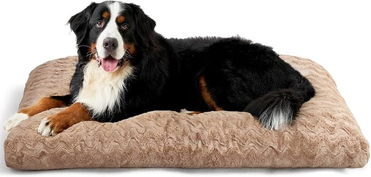 EHEYCIGA XXL Washable Dog Bed for Crate 47x29 Inch, Kennel Pad for Extra Large Dogs Up to 100 lbs, Plush and Comfy Pet Sleeping Mat, Camel