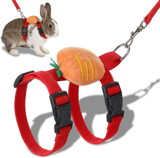 Adjustable Bunny Rabbit Harness and Leash Set, Cute Vest Harness for Small Pets, Guinea Pig, Ferret, Kitten, Puppy, Bunny Accessories for Rabbits
