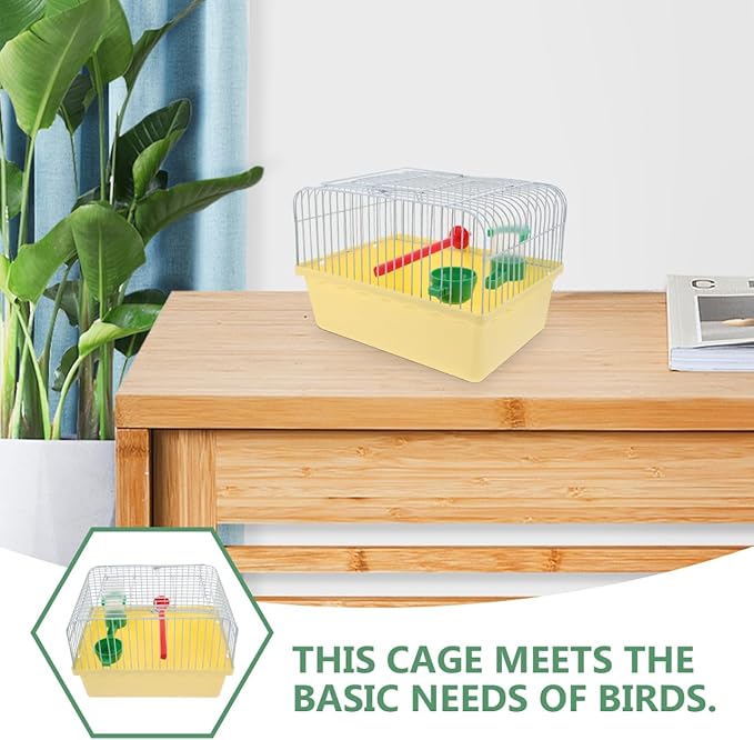 Toddmomy Portable Bird Cage with Waterer Food Box and Perch Lightweight Spacious Travel Bird Carrier for Parakeets Lovebirds 9.25X6.49X6.37 Inch