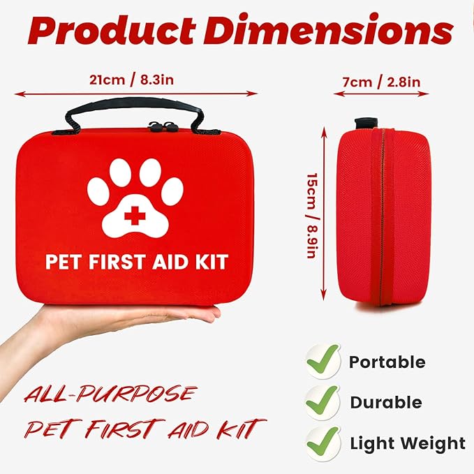 Generic Dog First Aid Kit, Pet First Aid Kit for Dogs and Cats, Home Office Travel Car First Aid Kit Emergency Kit Dog Travel Kit for Hiking, Dog Medical kit Emergency Survival Kit, Red