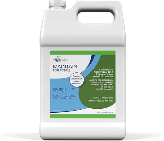 Aquascape MAINTAIN Water Treatment for Koi and Fish Ponds, Easy To Use, Powerful Blend of Beneficial Bacteria, Phosphate Binder, Flocculent, and Detoxifier, 1 gallon / 3.78 L | 96060
