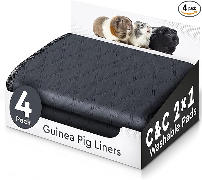Washable Rabbit & Guinea Pig Cage Liner & Bedding for C&C 2x1 (29"x15"), 4 Pack, Easy to Clean Unlike Fleece, Waterproof, Absorbent, Non-Slip Pee Pad, Reusable Bunny Mat for Small Animals
