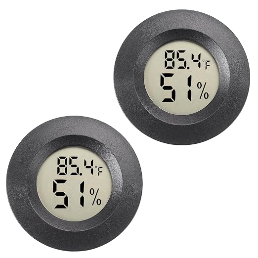 Hygrometer Thermometer Digital Humidity Meter 2 Pack | Mini Size,℉/℃ Conversion Indoor/Outdoor Humidity Monitor Reptile Thermometer For Greenhouse Garden Cellar