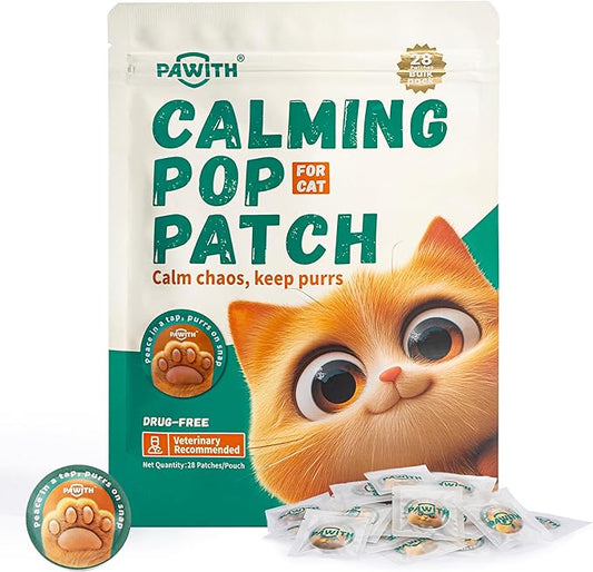 Calming Pop Patch for Cat Travel – Pheromone Diffuser for Cats Reduces Anxiety & Stress-Related Behaviors in Cats & Kittens, Long-Lasting, No Electricity Needed, More Convenient Than Sprays