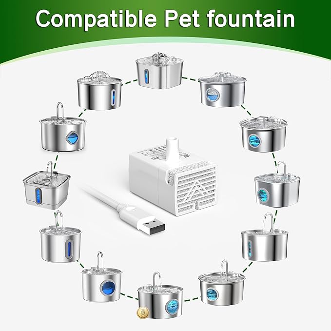 Cat Water Fountain,74oz/2.2L Cat Fountain Stainless Steel for Drinking Indoor,Ultra Quiet Pet Water Dispenser for Cat& Small Animals (cat Water Fountain Pump)