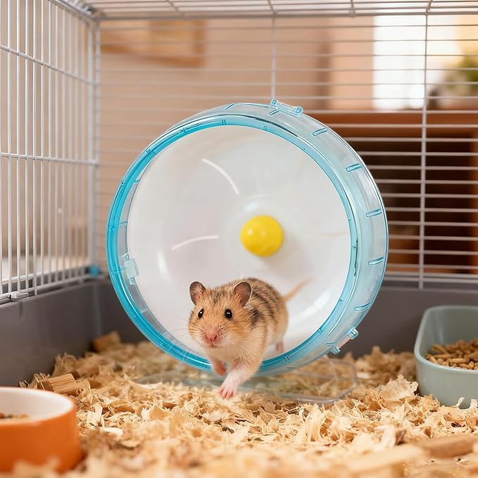 4.7 in Silent Hamster Wheel, Jogging Exercise Hamster Accessories for Cages, Dwarf Hamsters Toys for Golden Silk Shih Tzu Bear to Kill Time and Release Stress (Clear, 12cm)