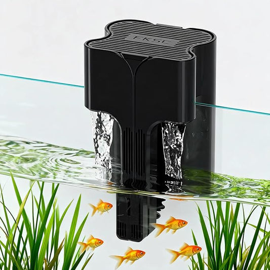 Hang On Back Aquarium Filter Up 10 Gallons Fish Tanks, 3-Stage Multi-Stage Filtration with Surface Skimmer, Ultra Quiet HOB Power Waterfall Filter for Freshwater