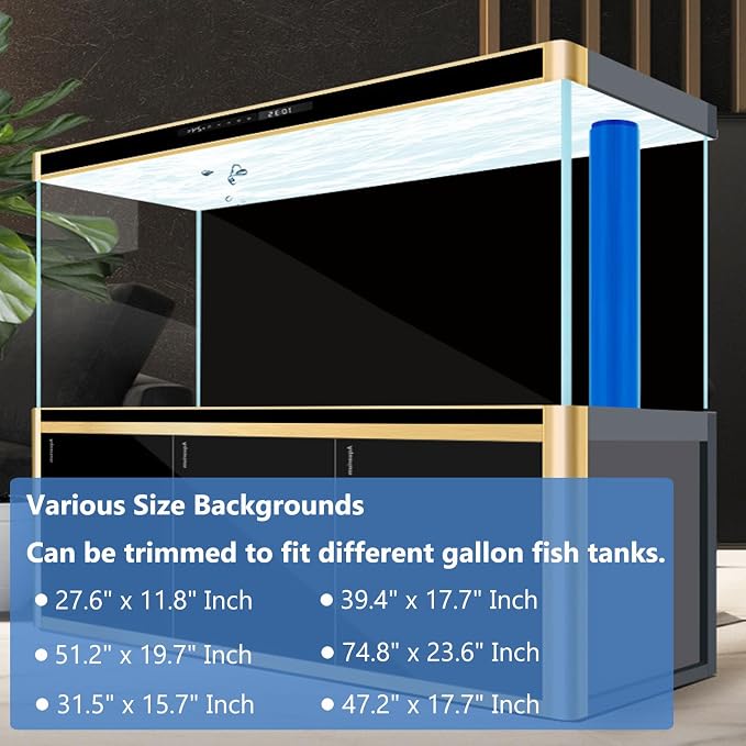 XCNO Black Aquarium Background Fish Tank Film, Static Cling, 31.5 x 15.7 in | Glue-Free, Thickened Waterproof Vinyl, Total Light Blockout, Makes Fish Colors Pop, Easy to Install and Remove, Reusable