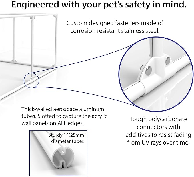 Clearly Loved Pets 36" Tall Large Lucidium Pet Pen, Silver