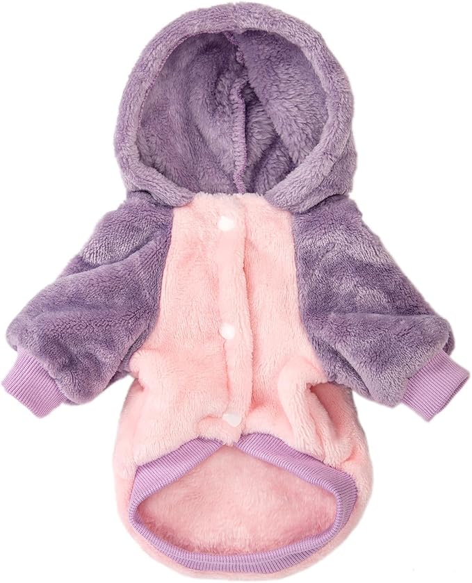 FabriCastle Dog Hooded Sweater, Dog Clothes for XXS XS Small Dogs Girl & Cats, Soft and Warm Pet Coat, Winter Pet Jacket, Doggy Apparel Costumes, Puppy Outfits Snap On Hoodies (Pink Body, Small)