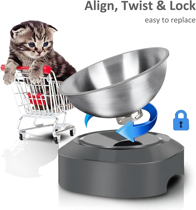 AYADA Dedicated Replacement Cat Bowl for Raised Cat Food Bowl, Base Not Included Elevated Stainless Steel 0-15° Slanted Kitty Kitten Pet Dish for Wet Food Water Anti Vomiting
