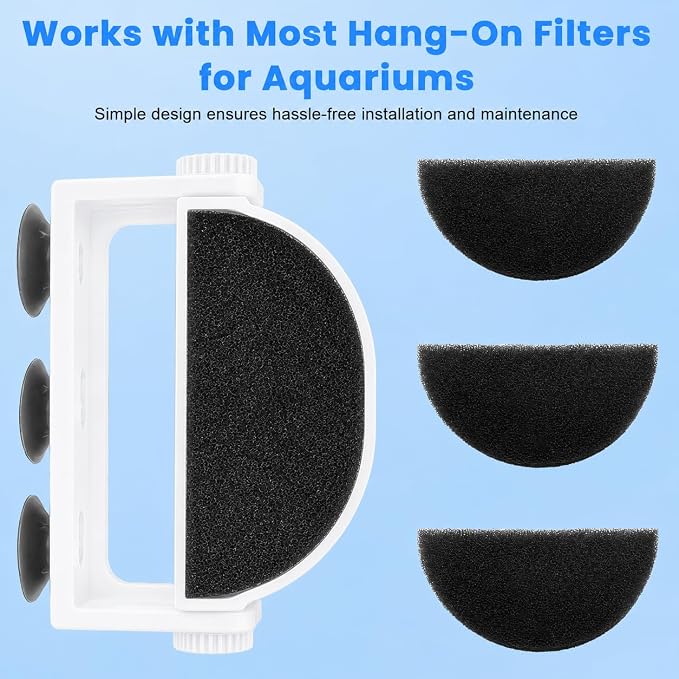 Aquarium Filter Baffle, Slow Flow Design, Fish Tank Flow Controller with 3 Suction Cups and 3 Sponge for Betta Fish Shrimp Tanks, White