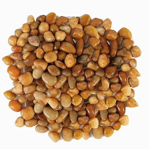 12 LBS River Rocks, StoneCreek, Decorative Garden Stones for Plant Landscaping, Polished Gravel Filler Pebbles for Home Decoration, Vases, Succulents, Flower Beds and Fish Tanks (Pale Yellow, Medium)