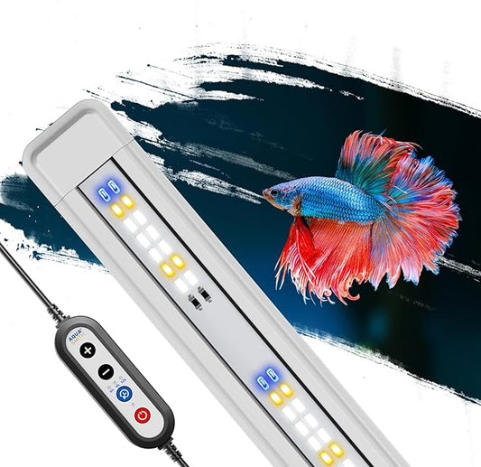 AQUASMITH Aquarium Light,Fish More Red Water is Not,Specific Full Spectrum Fish Tank Light,Comes with Two Mounting Brackets, Timing Function, Memory Feature, Adjustable Brightness, IP68 (10IN)