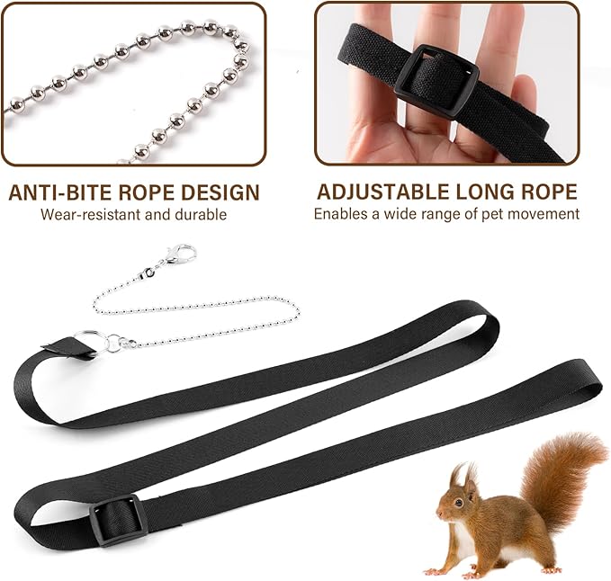 3Pcs Rat Harness and Leash, Small Animal Training Walking Vest Leash Adjustable Traction Rope Strap for Squirrel Gerbil Chinchilla Rat (Brown)