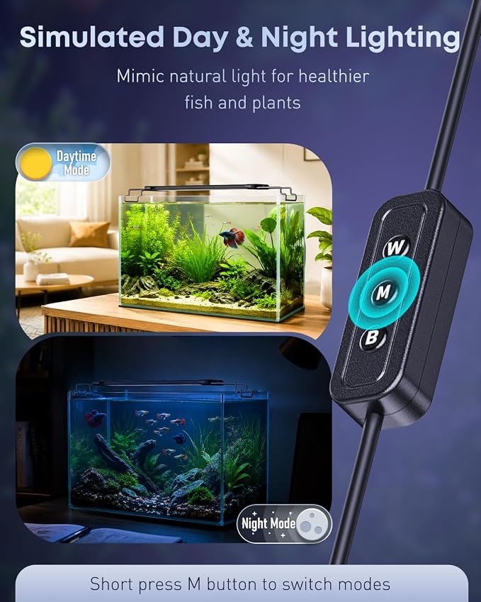 Pawfly 33W Aquarium LED Light for 48 to 54 Inch Fish Tanks Extendable Fish Tank Light with Full Spectrum Brilliant White Blue Red Lights with Daytime & Night Modes and Adjustable Brightness