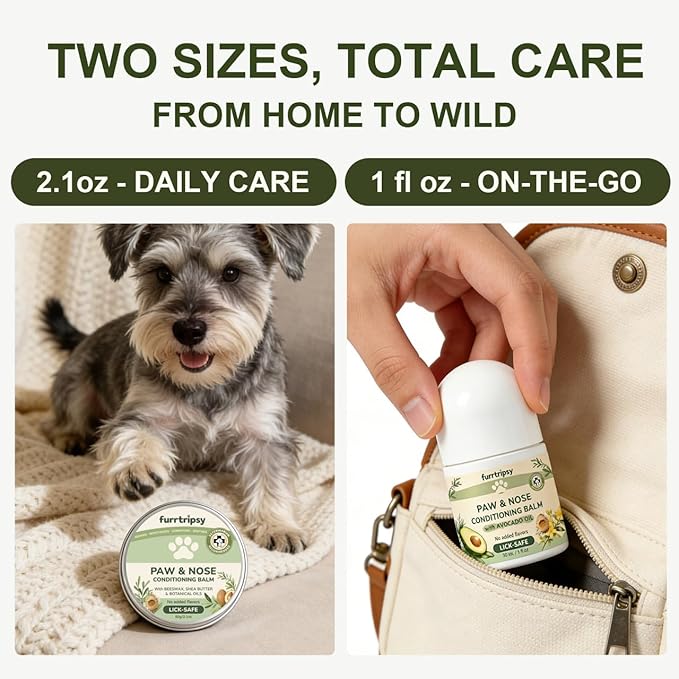 Paw and Nose Balm Stick for Dogs Cats Horse Lick-Safe Roll-On | Natural Moisturizer with Avocado Oil and Vitamin B5 | Paw Protector for Hot Pavement & Ice Melt 30ml