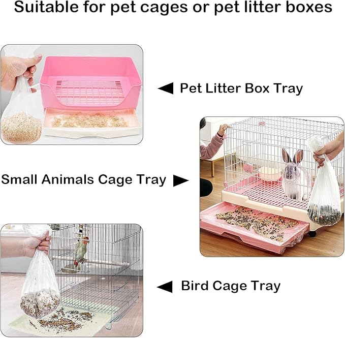 Small Animal Cage Liners Disposable, 50 PCS Large Rabbit Cage Tray Liner Pet Litter Pan Bags Plastic Film Cover for Guinea Pig Bunny Bird Chinchilla Hedgehog (Extra Large)