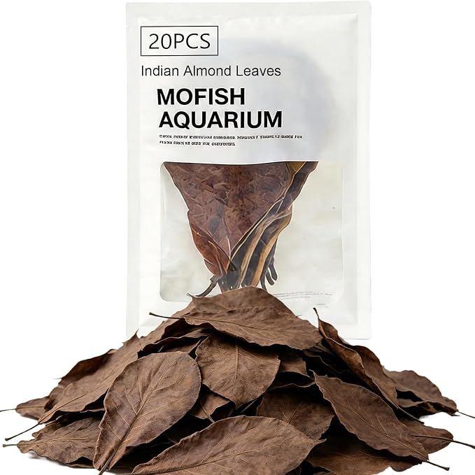 20Pcs Catappa Indian Almond Leaves Aquarium Decor Water Conditioner | Sealed Package,for Betta Fish Shrimp Goldfish Guppy,Betta Fish Tank Decor,Balance PH,Natural Tannins,Axolotl Tank Accessories
