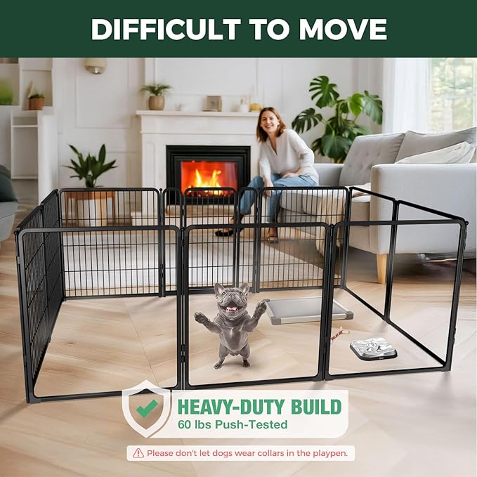 FXW AuraSpace Pro Acrylic & Wire Mesh Indoor Dog Playpen, 32" Height 10 Panels Metal Dog Pen for Small and Medium Dogs, Black│Patented
