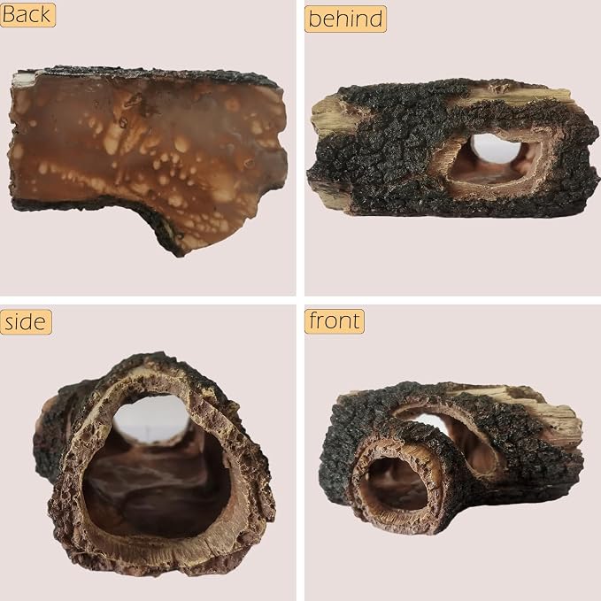 IBWell Aquarium Wood Fish Tank Decorations，Resin Fake Logs Terrarium DÉCor, Reptile Hide Aquarium Hideout for Fish Cave, Small Turtles, to 20 Gallon Tank