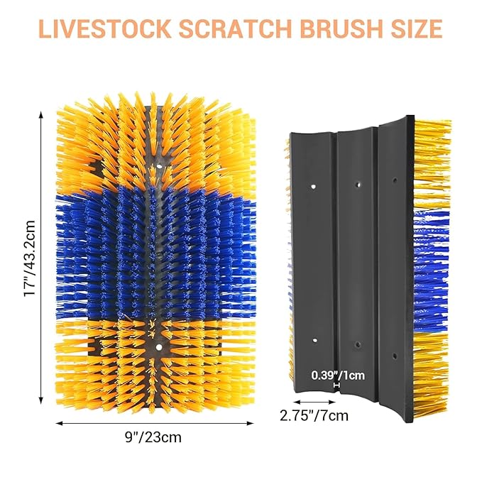 2PCS Livestock Scratching Brush,Extra Large Size Livestock Scratching Brush, Massage Grooming Kit for Cattle, Sheep, Pig, Animal Back Scratching & Itch Relief, Blue-Yellow