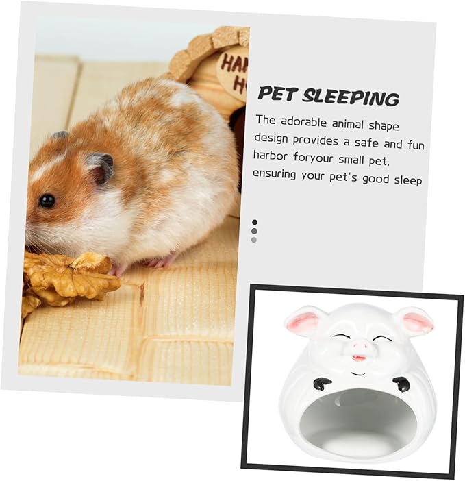 Small Pet Ceramic Hamster Hideout House Wear-Resistant Guinea Pig Resting Bed Safe Cool Animal Nest for Hamsters Chinchillas and Small Pets Comfortable Soothing Hideaway