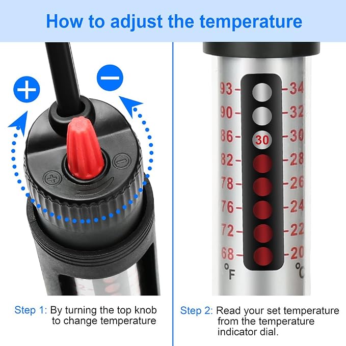 DaToo Aquarium Heater Fish Tank Heater Submersible 25 Watt, 1 Yr Warranty